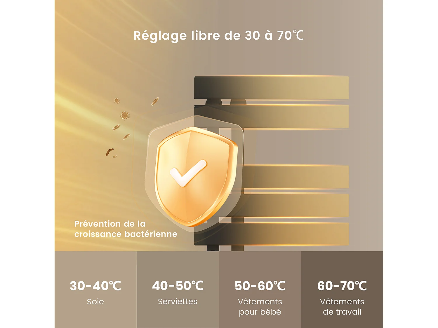 EMKE Sèche-serviettes Électrique Salle de Bain WiFi 1000x500 mm 320W, Noir, Chauffe-serviettes Électrique