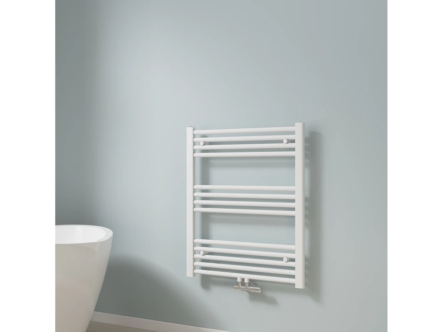 EMKE Sèche-serviette eau chaude, Radiateur sèche-serviettes raccordement central Blanc 75x60cm 337Watts