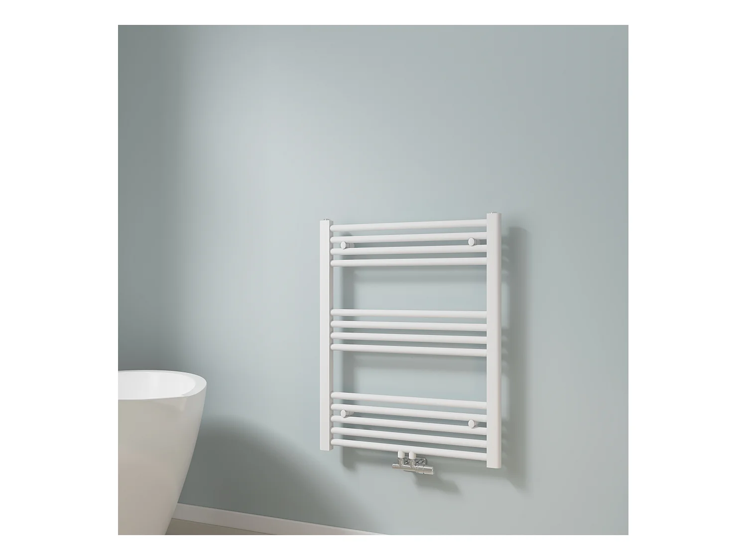 EMKE Sèche-serviette eau chaude, Radiateur sèche-serviettes raccordement central Blanc 75x60cm 337Watts