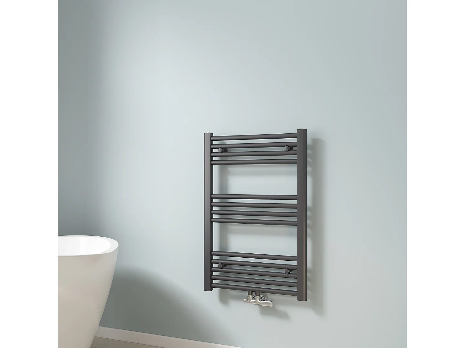 EMKE Sèche-serviette eau chaude, Radiateur sèche-serviettes raccordement central Anthracite 75x50cm 291Watts