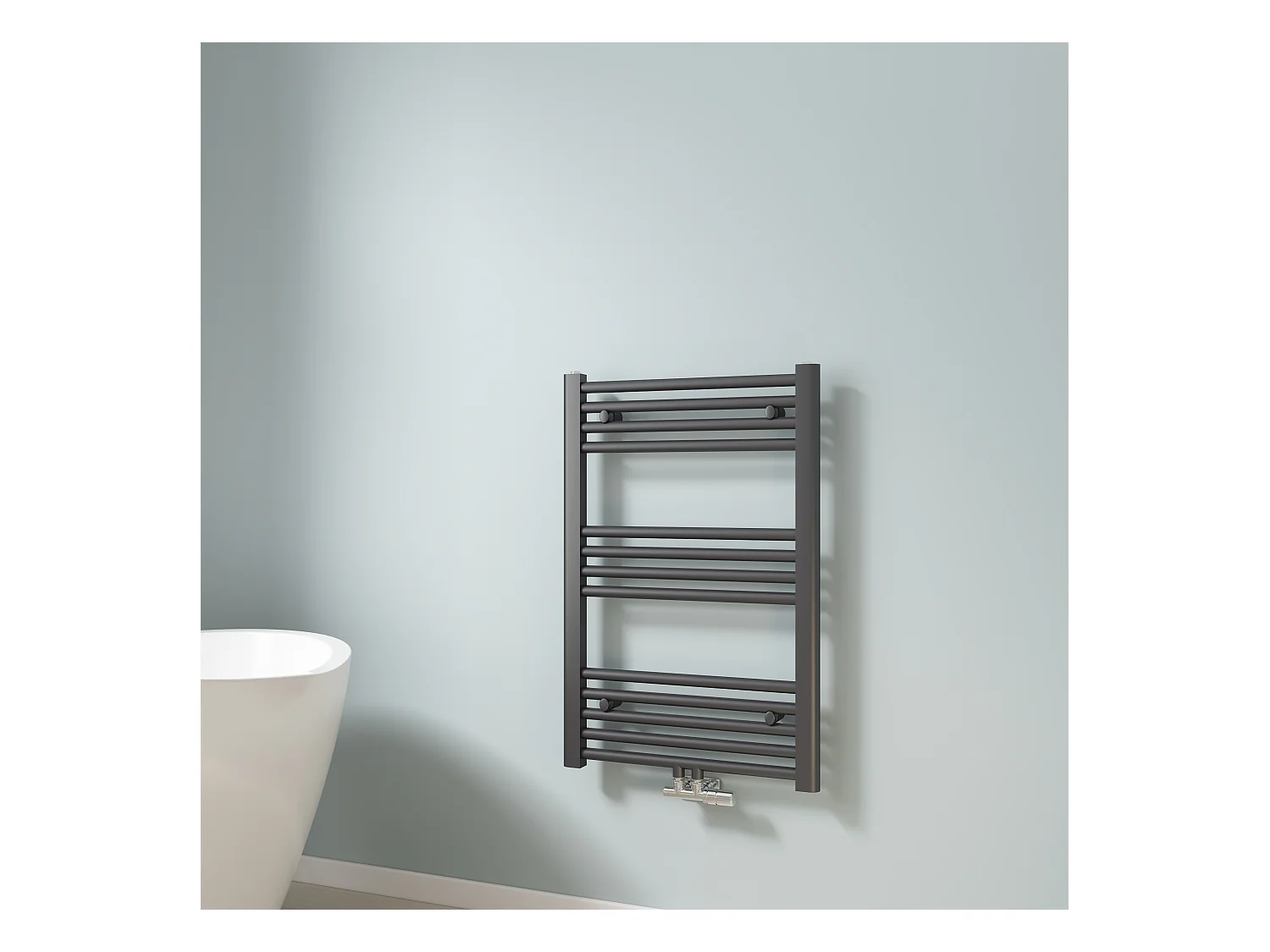 EMKE Sèche-serviette eau chaude, Radiateur sèche-serviettes raccordement central Anthracite 75x50cm 291Watts