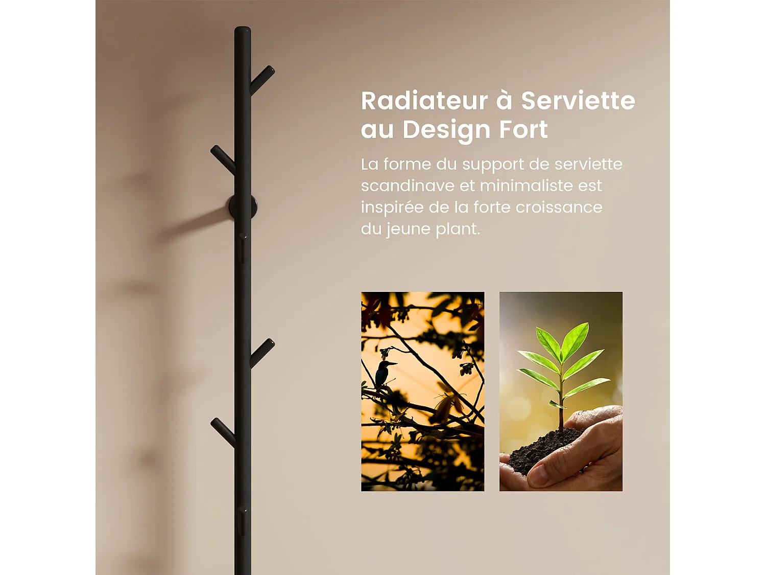 EMKE Elektrische Handdoekradiator, Slimme WiFi-thermostaat, Elektrische handdoekdroger, Enkele stang, 150 cm hoog, Zwart