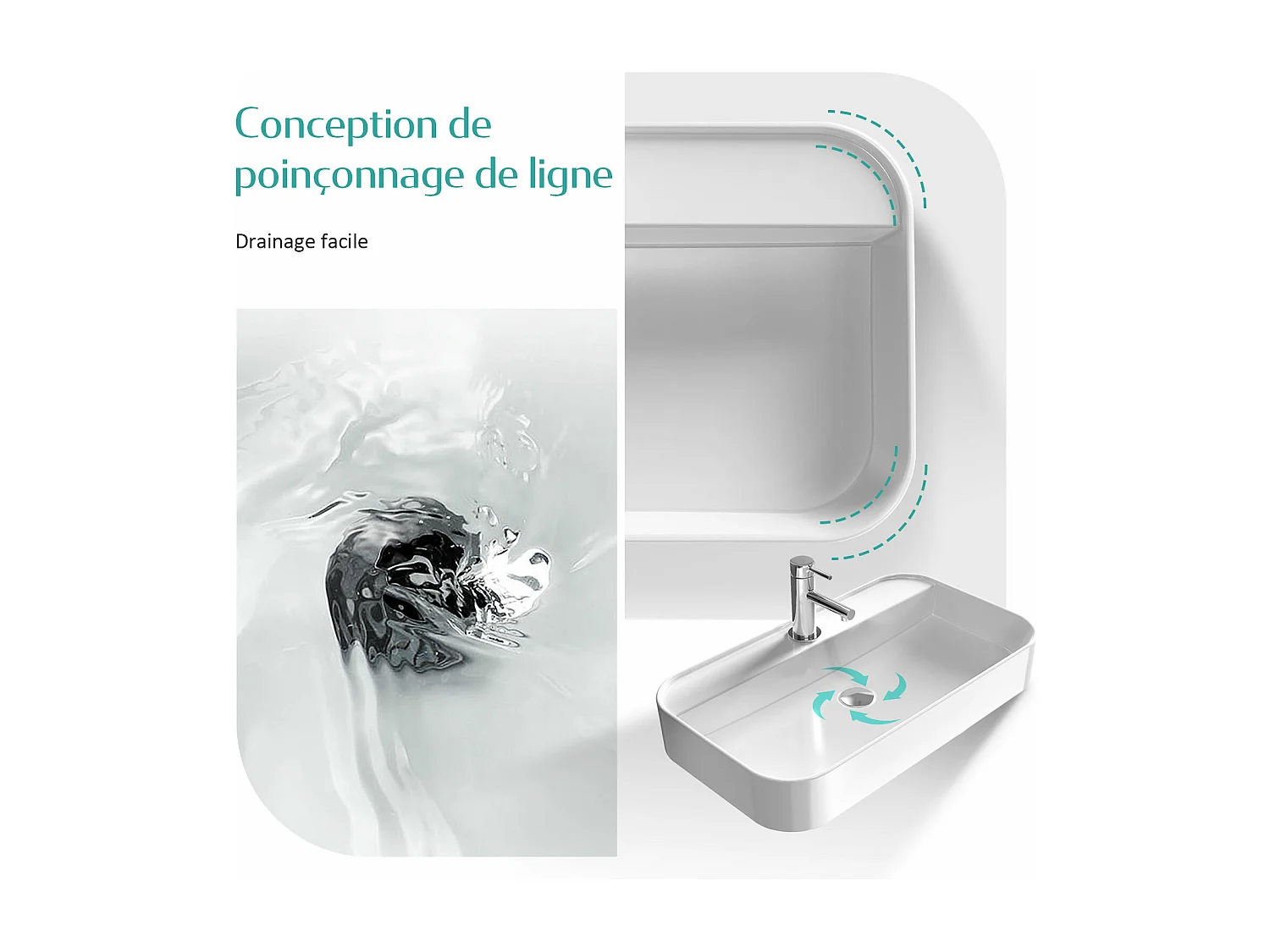 EMKE Vasque à Poser en céramique 40×40×11cm, Lavabo Carré avec robinet trou prépercé, Lavabo à poser blanc brillant