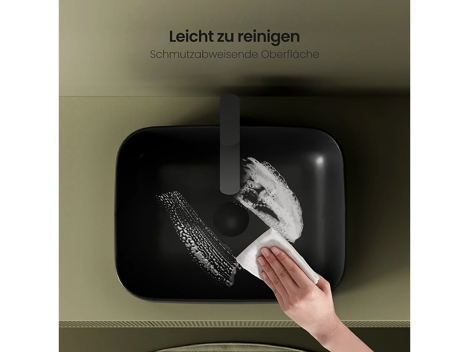 EMKE Vasque à Poser 610 x 380 x 150 mm, Lavabo Rectangulaire en Céramique pour Salle de Bain, Coins Arrondis R, Gris Foncé Mat