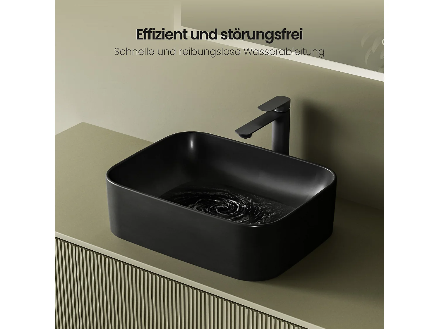 EMKE Vasque à Poser 610 x 380 x 150 mm, Lavabo Rectangulaire en Céramique pour Salle de Bain, Coins Arrondis R, Gris Foncé Mat