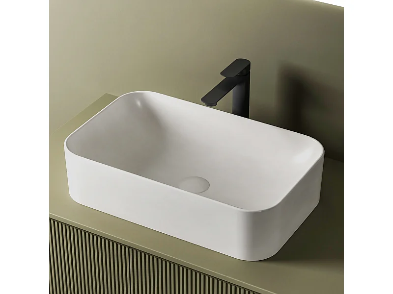 WASCHBECKEN Hochwertiges Keramik, Weiß Matt 61/ 38/ 15 cm