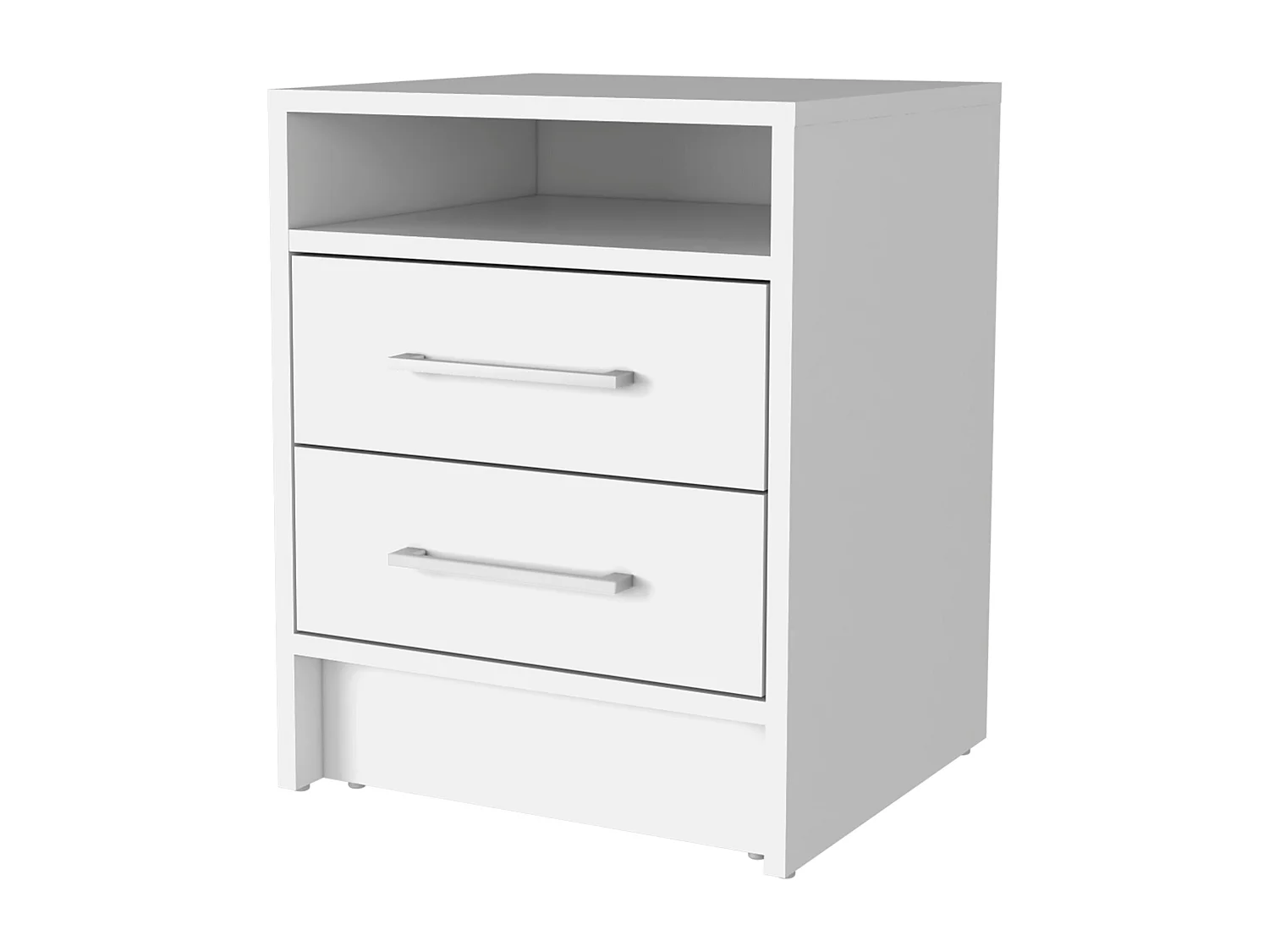 Comodino Ether in melamina con 1 ripiano e 2 cassetti con guide in metallo , bianco , 50.7 cm X 40 cm X 37 cm