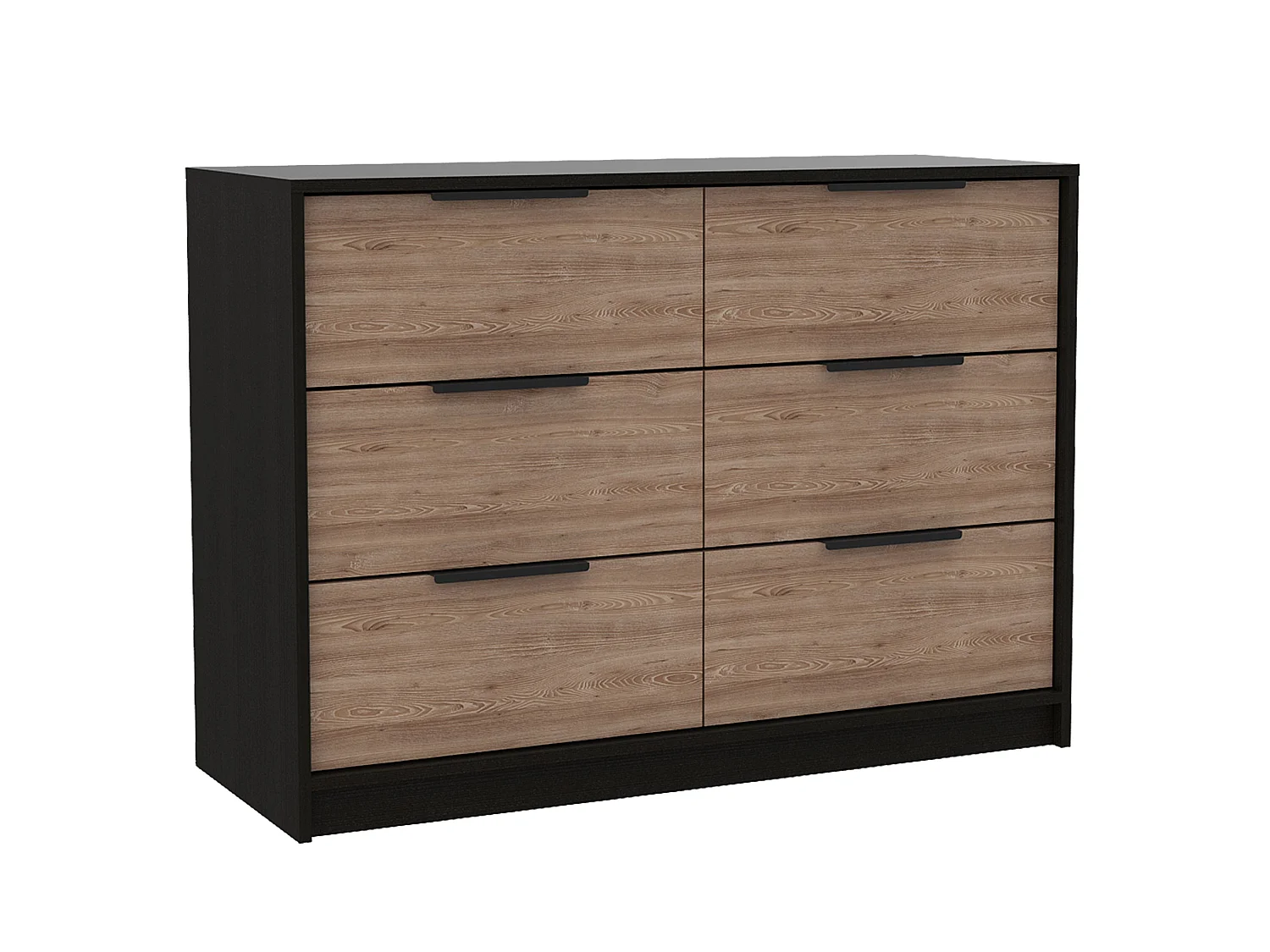 Cómoda Kaia em melamina com 4 gavetas com calhas metálicas e 2 armários inferiores, multicolor, 77.6 cm X 107 cm X 41.3 cm