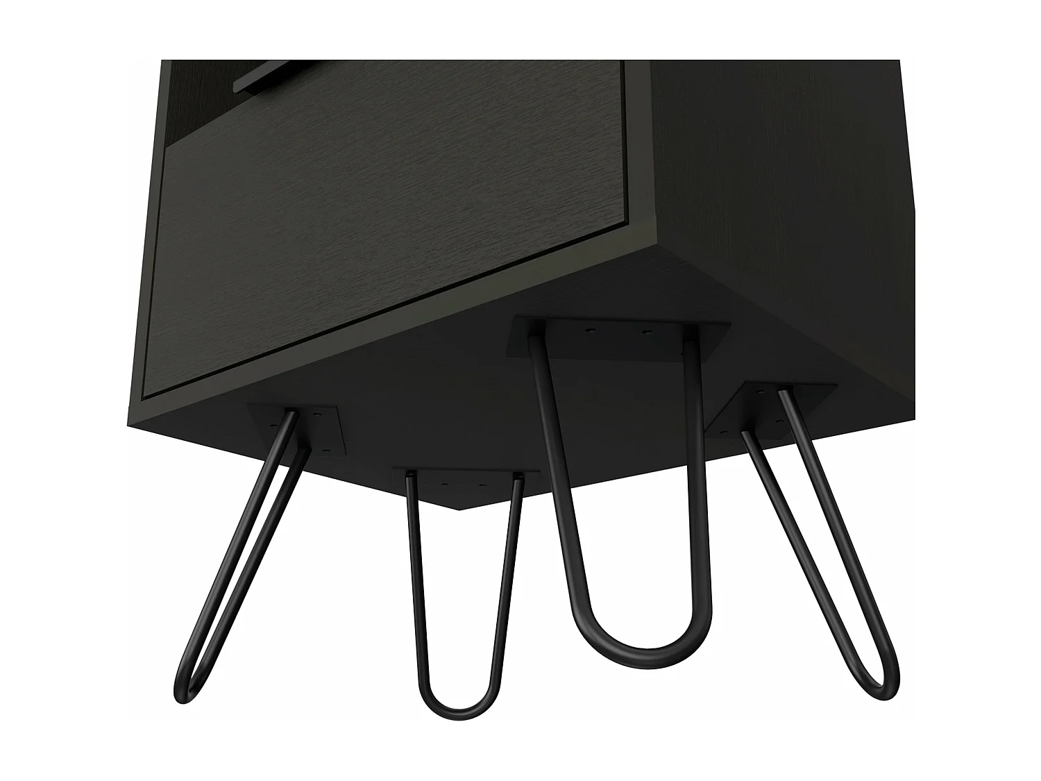 Comodino Augusta in melaminico con 2 ripiani e 1 mobile inferiore, nero, 56.4 cm X 45 cm X 34.8 cm