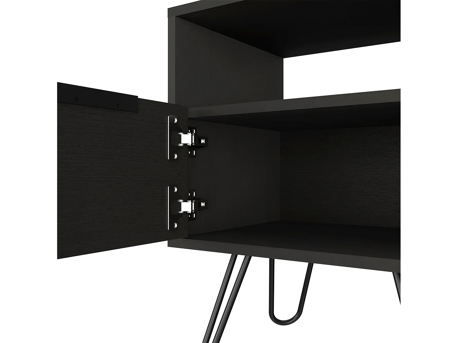 Comodino Augusta in melaminico con 2 ripiani e 1 mobile inferiore, nero, 56.4 cm X 45 cm X 34.8 cm