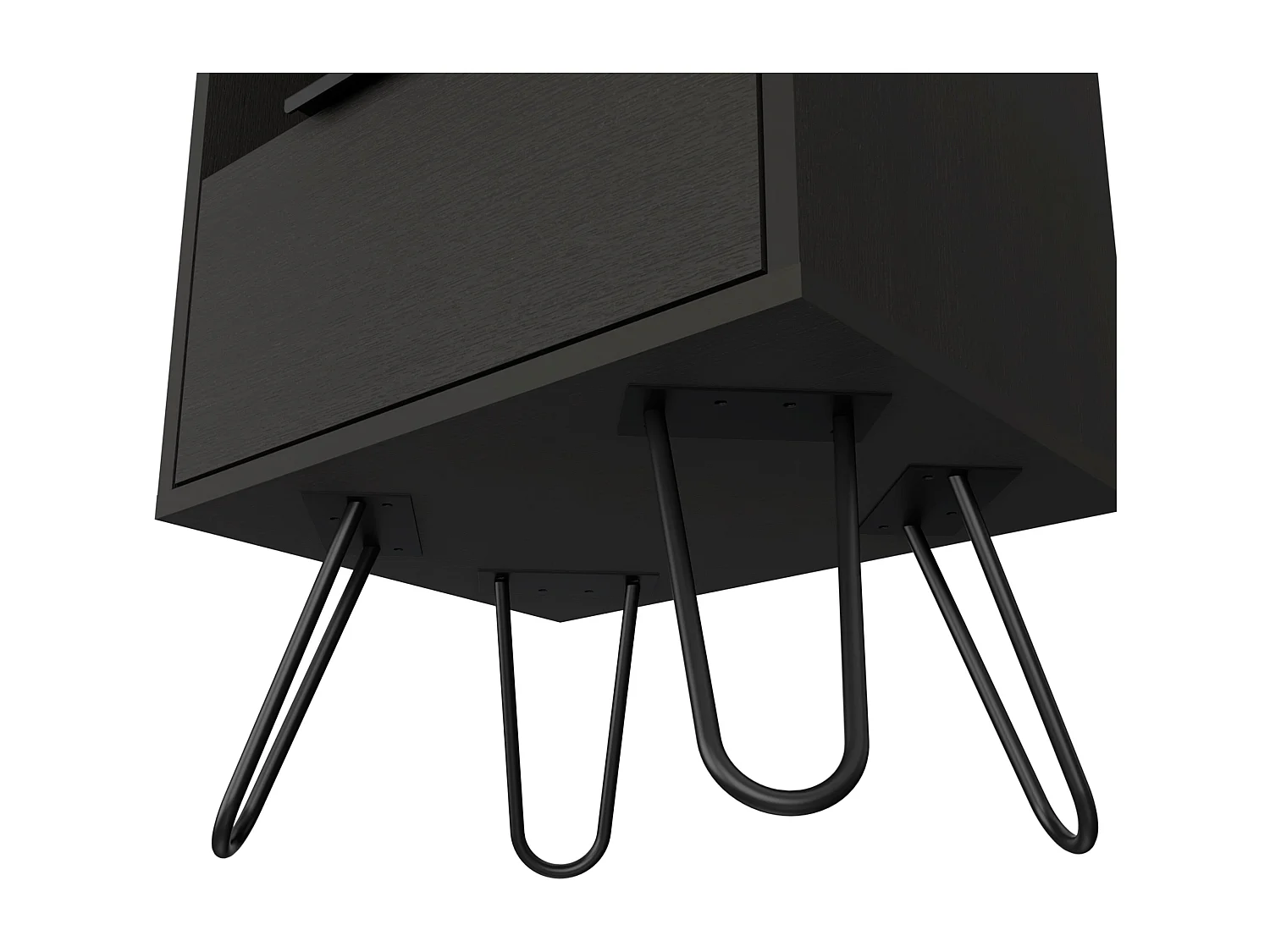 Comodino Augusta in melaminico con 2 ripiani e 1 mobile inferiore, nero, 56.4 cm X 45 cm X 34.8 cm