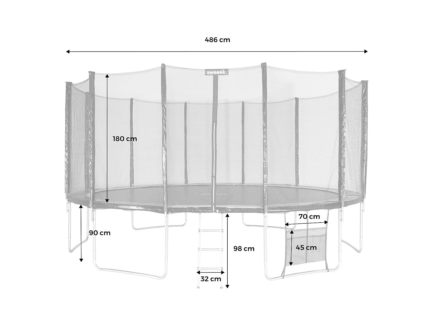 Cama elástica con pack de accesorios, 490cm verde