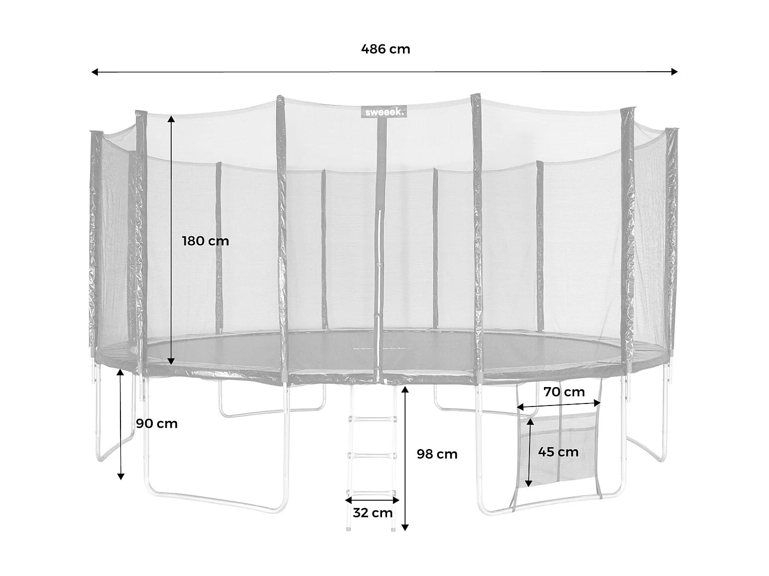 Cama elástica con pack de accesorios, 490cm verde