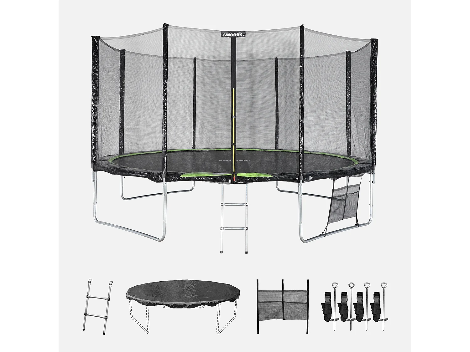 Trampolín con pack de accesorios de 430cm verde