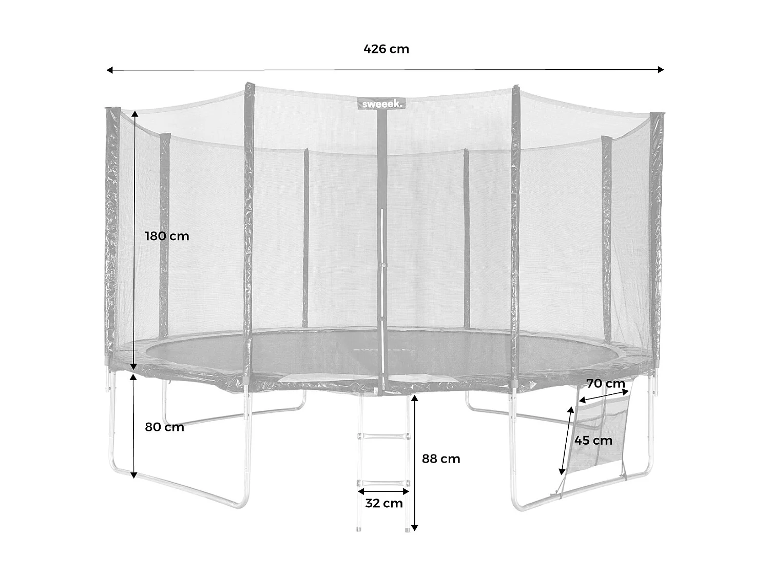 Trampolín con pack de accesorios de 430cm verde