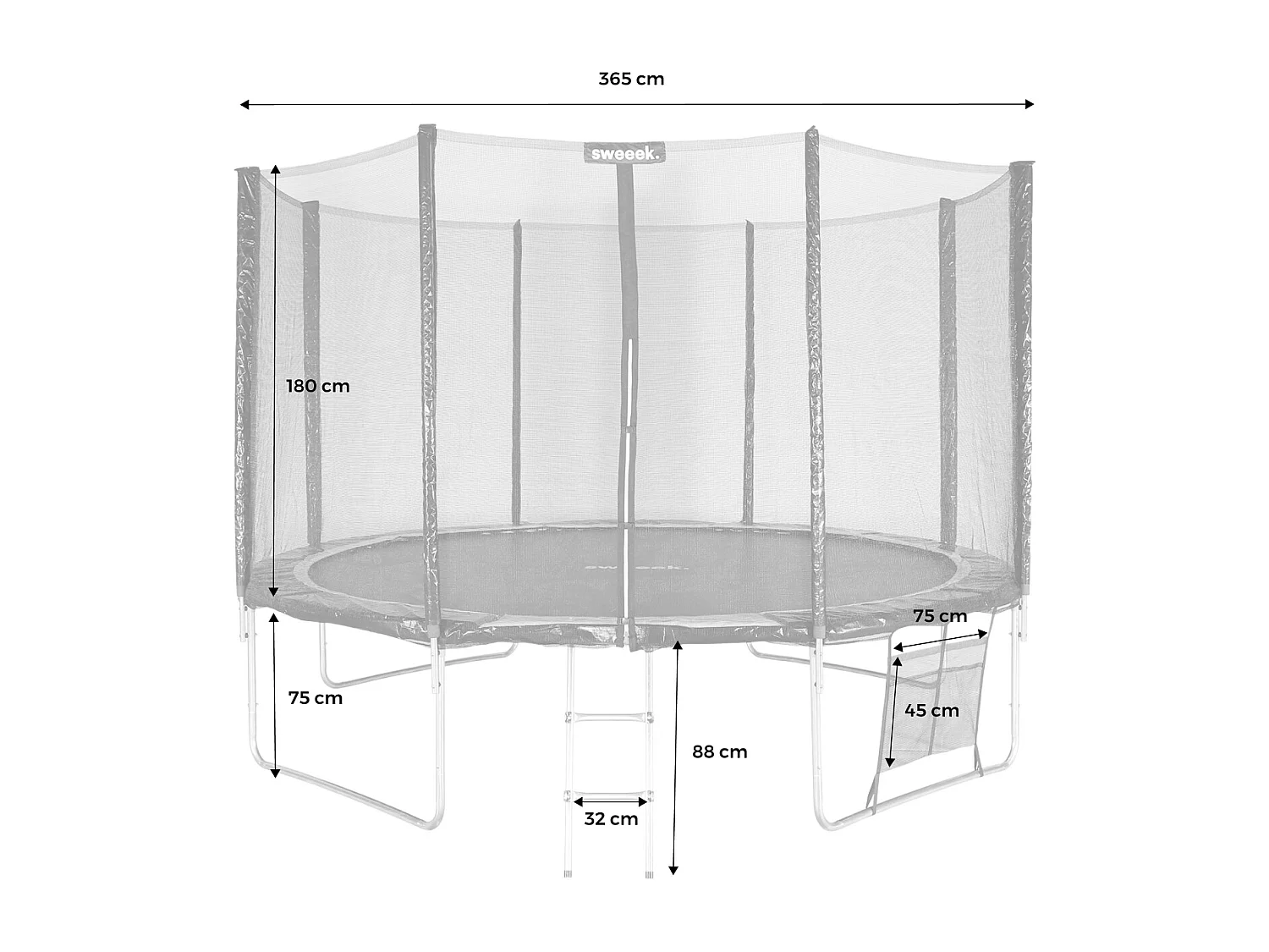 Trampolino 370cm con pacchetto di accessori, verde