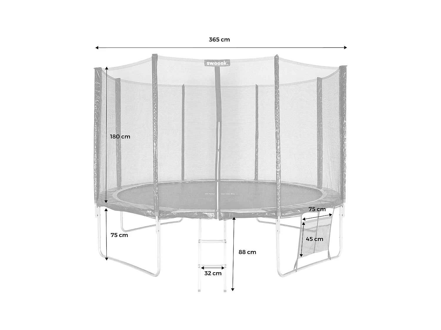 Trampolino 370cm con pacchetto di accessori, verde