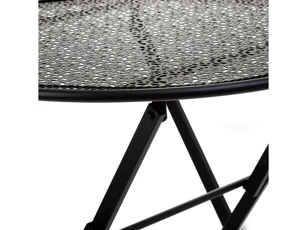 Conjunto de mesa e duas cadeiras em ferro forjado preto mesa D60x70 - cadeira 50x40x93