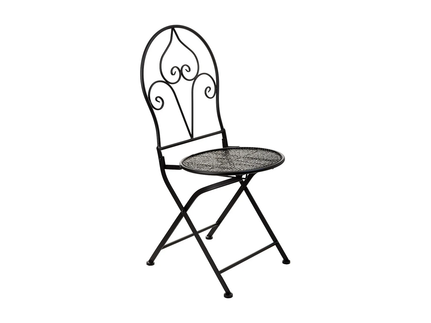 Conjunto de mesa e duas cadeiras em ferro forjado preto mesa D60x70 - cadeira 50x40x93