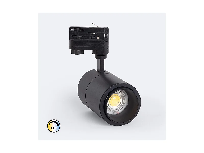 Spot LED sur Rail Triphasé 30W Dimmable Pulyx CCT Sélectionnable Multi-angle 15-60º Noir