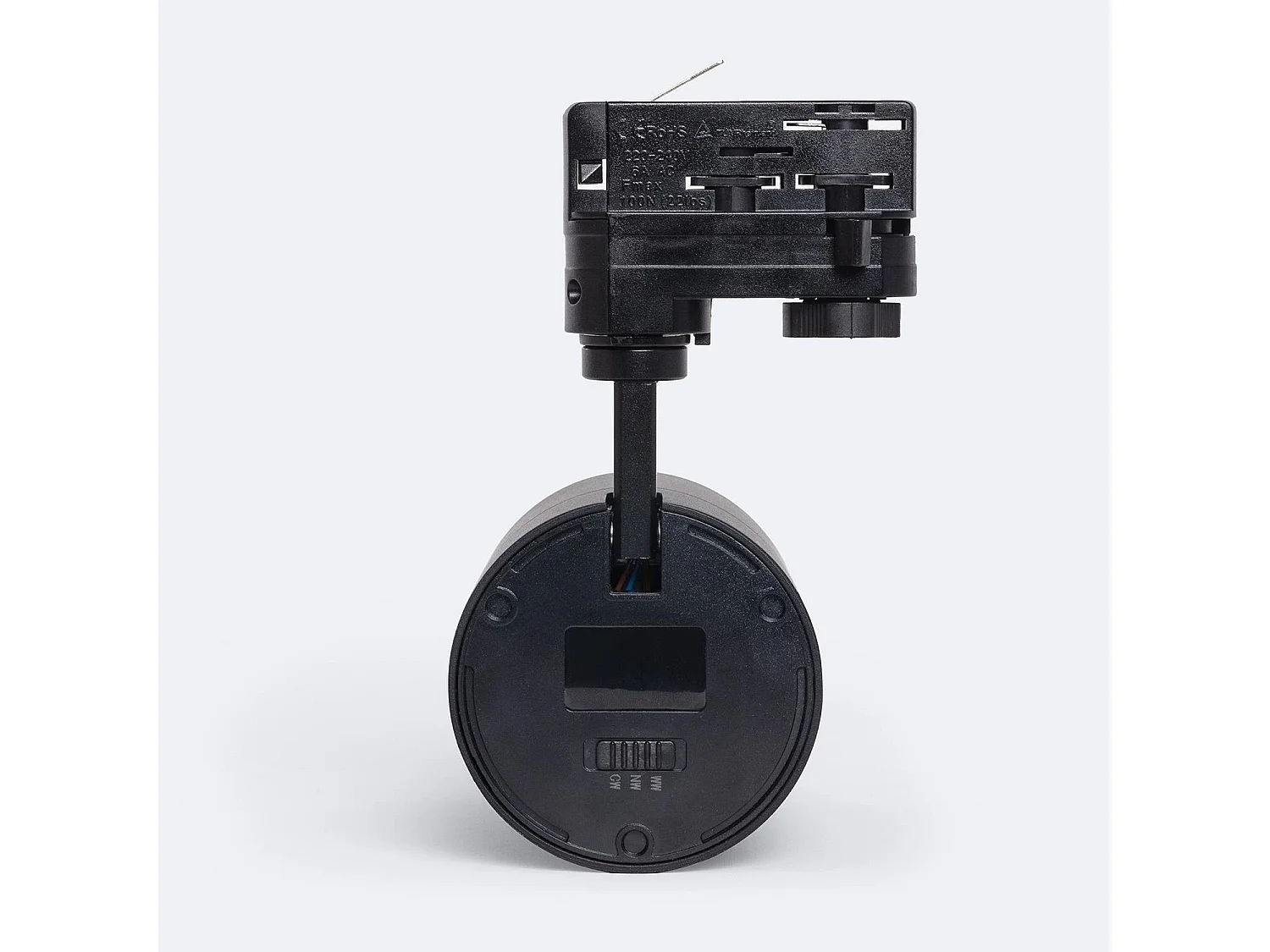 Spot LED sur Rail Triphasé 30W Dimmable Pulyx CCT Sélectionnable Multi-angle 15-60º Noir