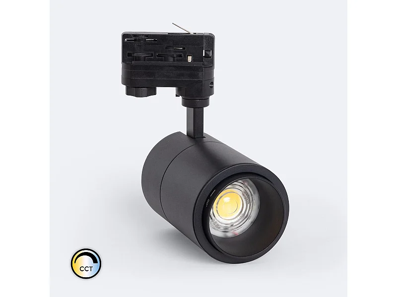 Spot LED sur Rail Triphasé 30W Dimmable Pulyx CCT Sélectionnable Multi-angle 15-60º Noir