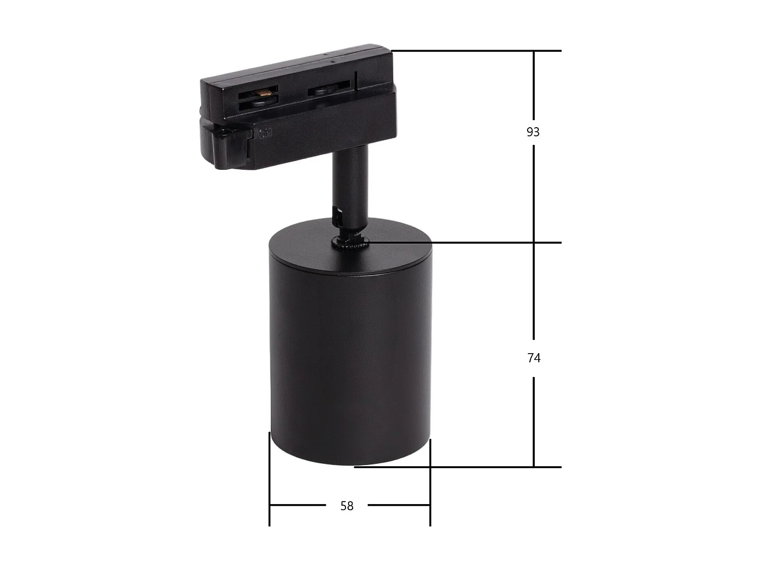 Spot LED sur Rail Monophasé 10W Mallet Dimmable Noir 3000K Blanc chaud