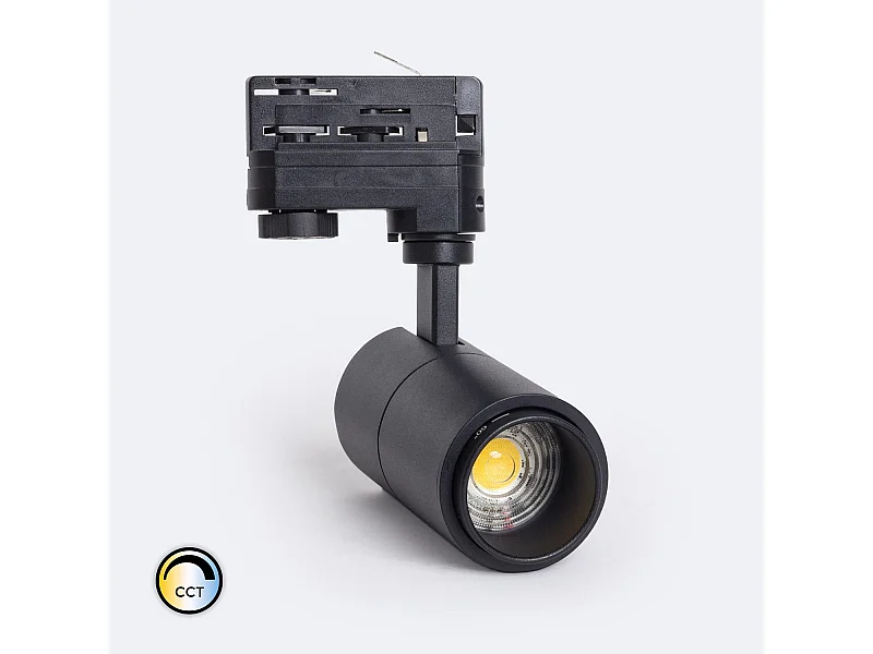 Spot LED sur Rail Triphasé 10W Dimmable CCT Sélectionnable Pulyx Multi-angle 15-60º Noir