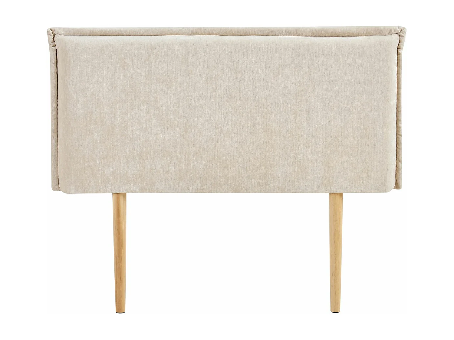 Tête de lit SAVER 120 rembourrée, En tissu polyester pour lit 120 cm, Sur pieds en bois, Blanc crème