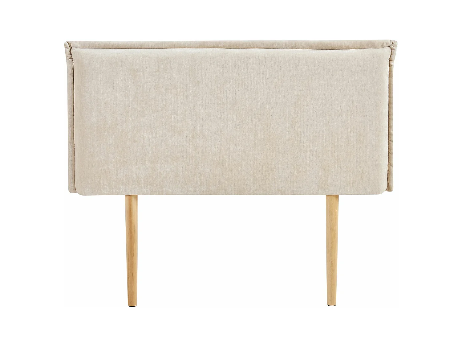 Tête de lit SAVER 120 rembourrée, En tissu polyester pour lit 120 cm, Sur pieds en bois, Blanc crème