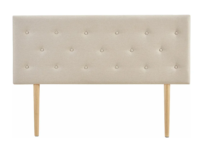 Tête de lit BLOMIN 140 capitonnée, En tissu rembourré, Pieds en bois, Design élégant, Pour lits 140 cm, Écru