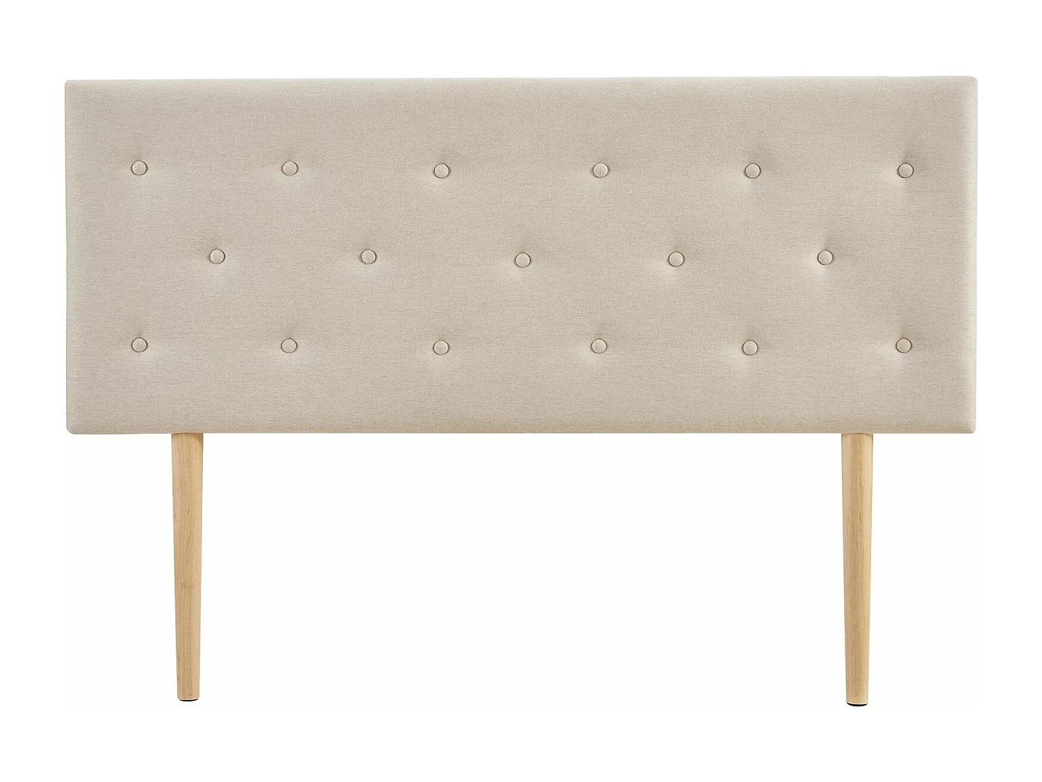 Tête de lit BLOMIN 140 capitonnée, En tissu rembourré, Pieds en bois, Design élégant, Pour lits 140 cm, Écru