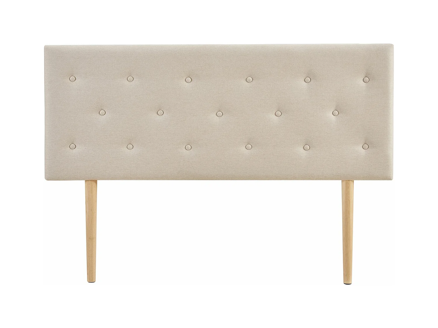 Tête de lit BLOMIN 140 capitonnée, En tissu rembourré, Pieds en bois, Design élégant, Pour lits 140 cm, Écru