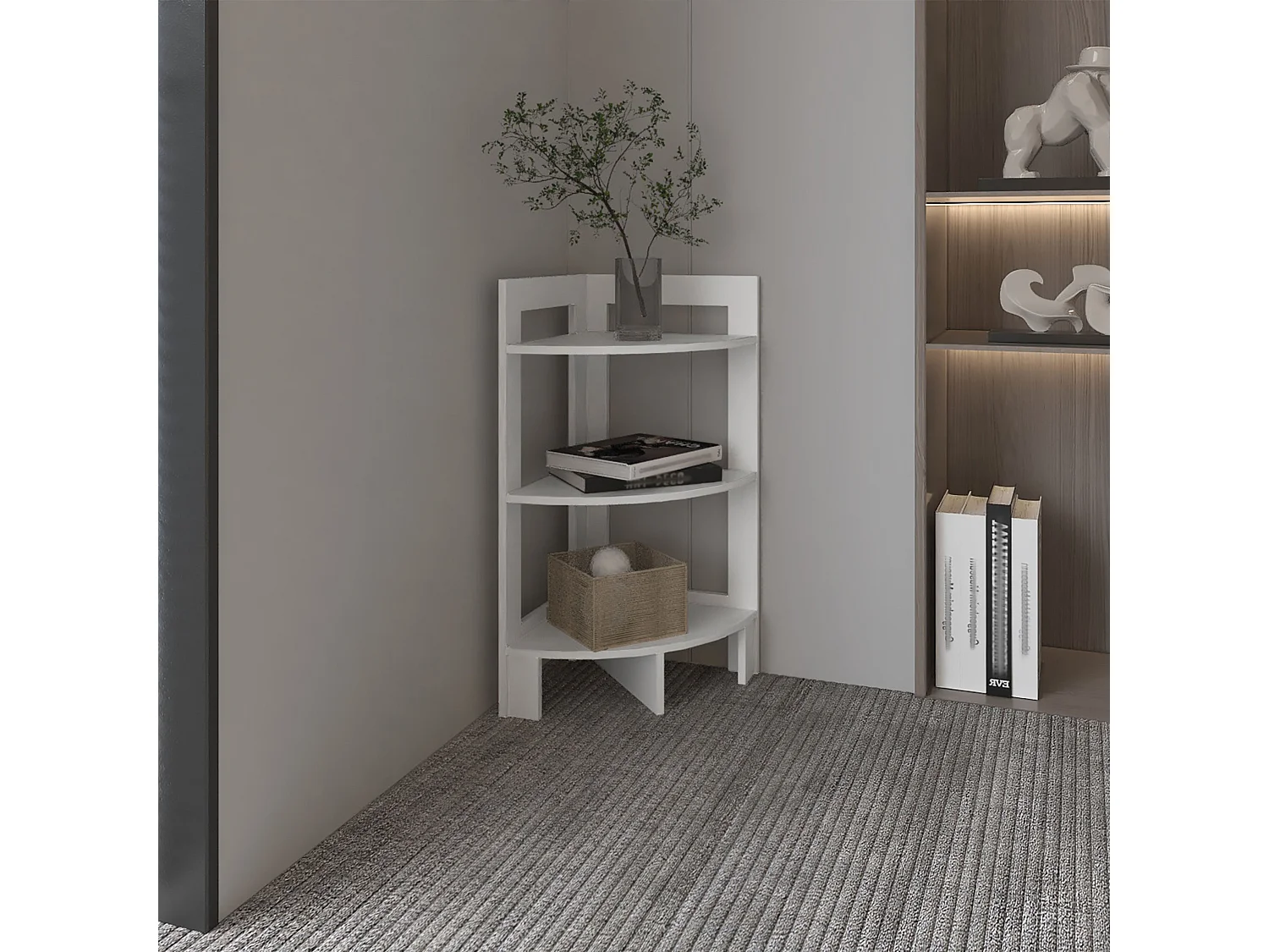 Taburete Riga en melamina con 3 estantes , blanco , 80.6 cm  X 38.8 cm  X 38.8 cm