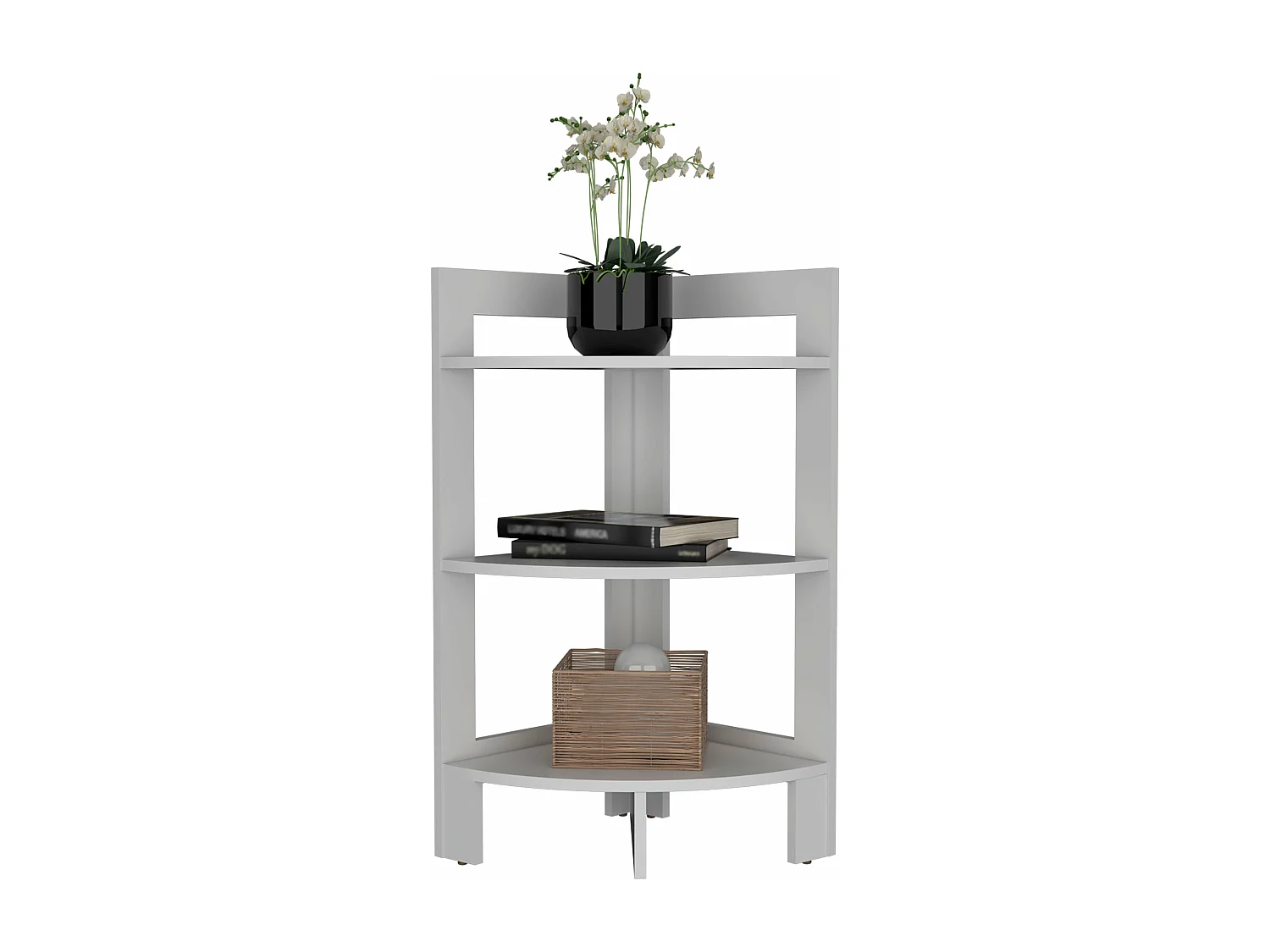 Sgabello Riga in melamina con 3 ripiani, bianco, 80.6 cm X 38.8 cm X 38.8 cm