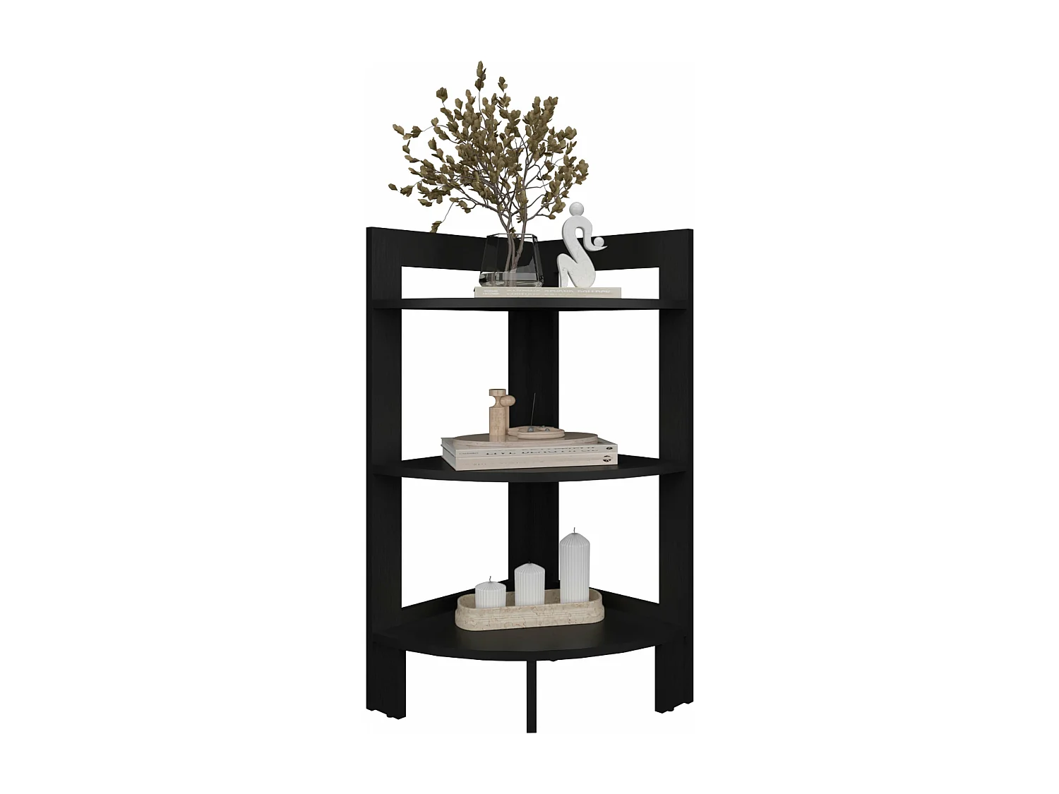 Taburete Riga en melamina con 3 estantes , negro , 80.6 cm  X 38.8 cm  X 38.8 cm