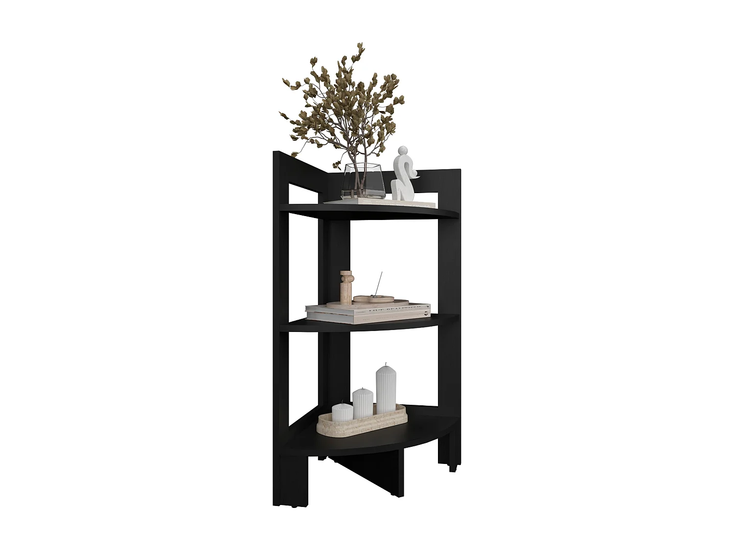 Sgabello Riga in melamina con 3 ripiani , nero , 80.6 cm X 38.8 cm X 38.8 cm