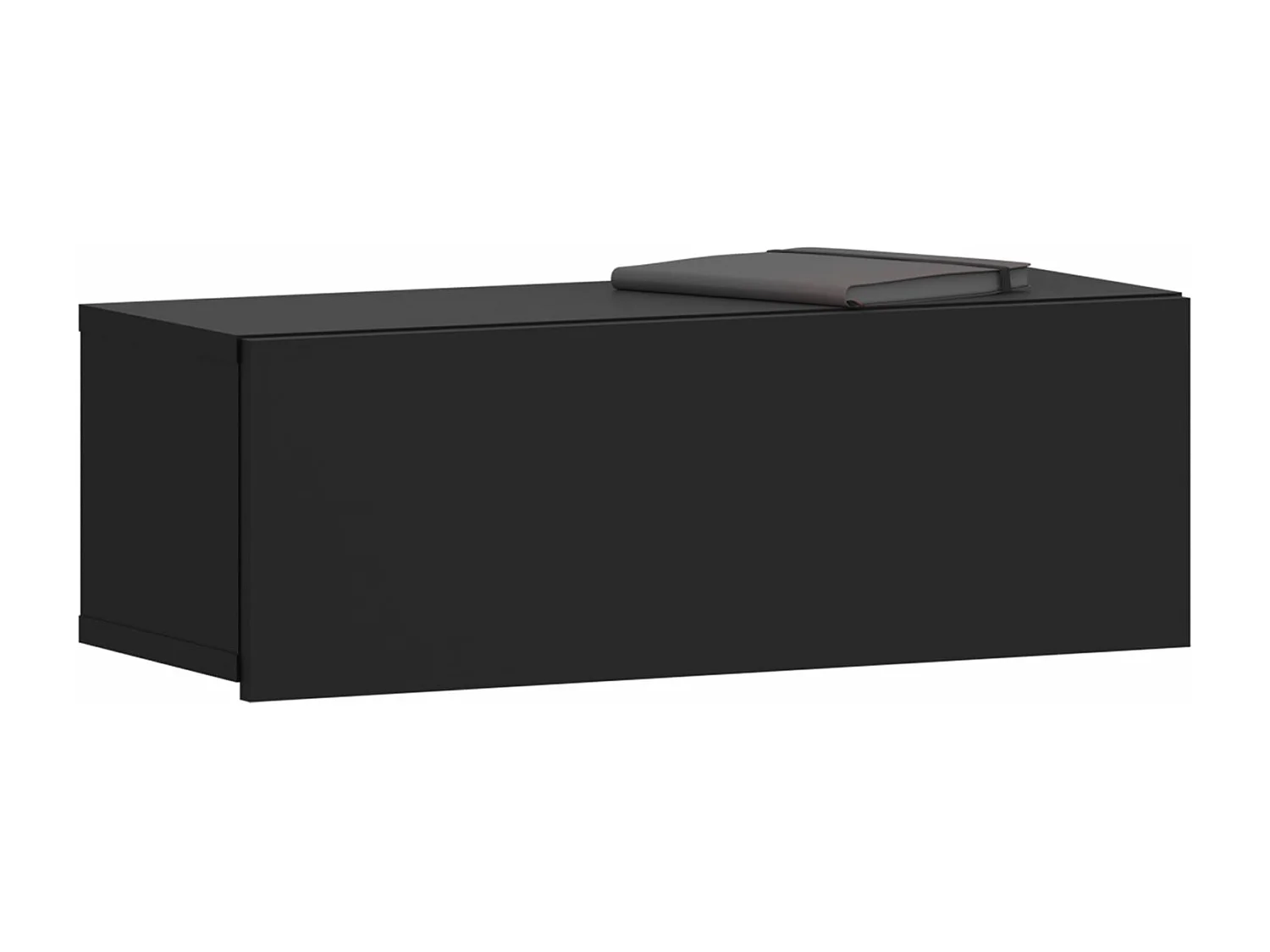 Tiroir suspendu THALA, table de nuit étagère murale avec 1 tiroir sans poignée, revêtement mélaminé, en bois, noir