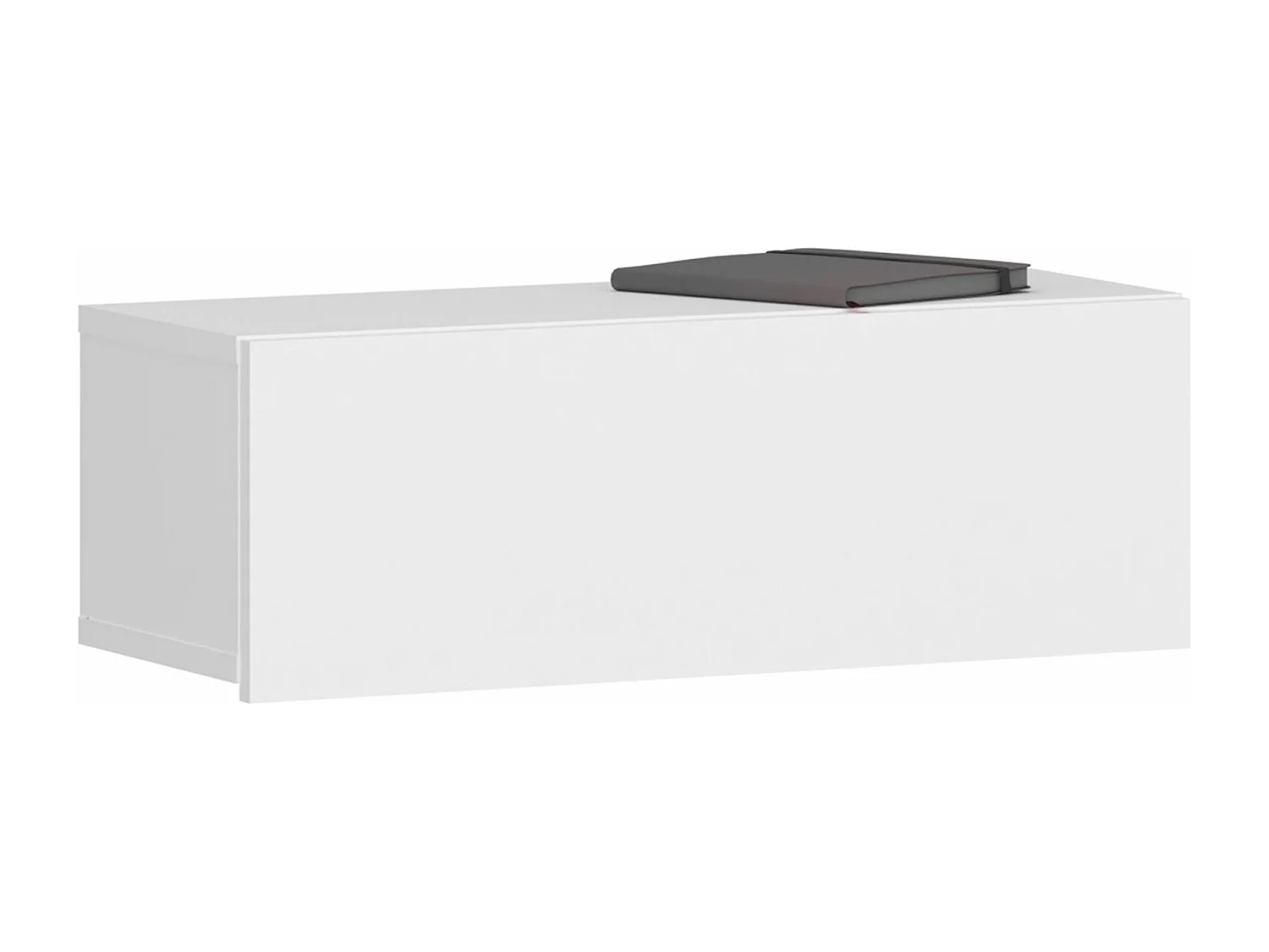 Tiroir suspendu THALA, table de nuit étagère murale avec 1 tiroir sans poignée, revêtement mélaminé, en bois, blanc