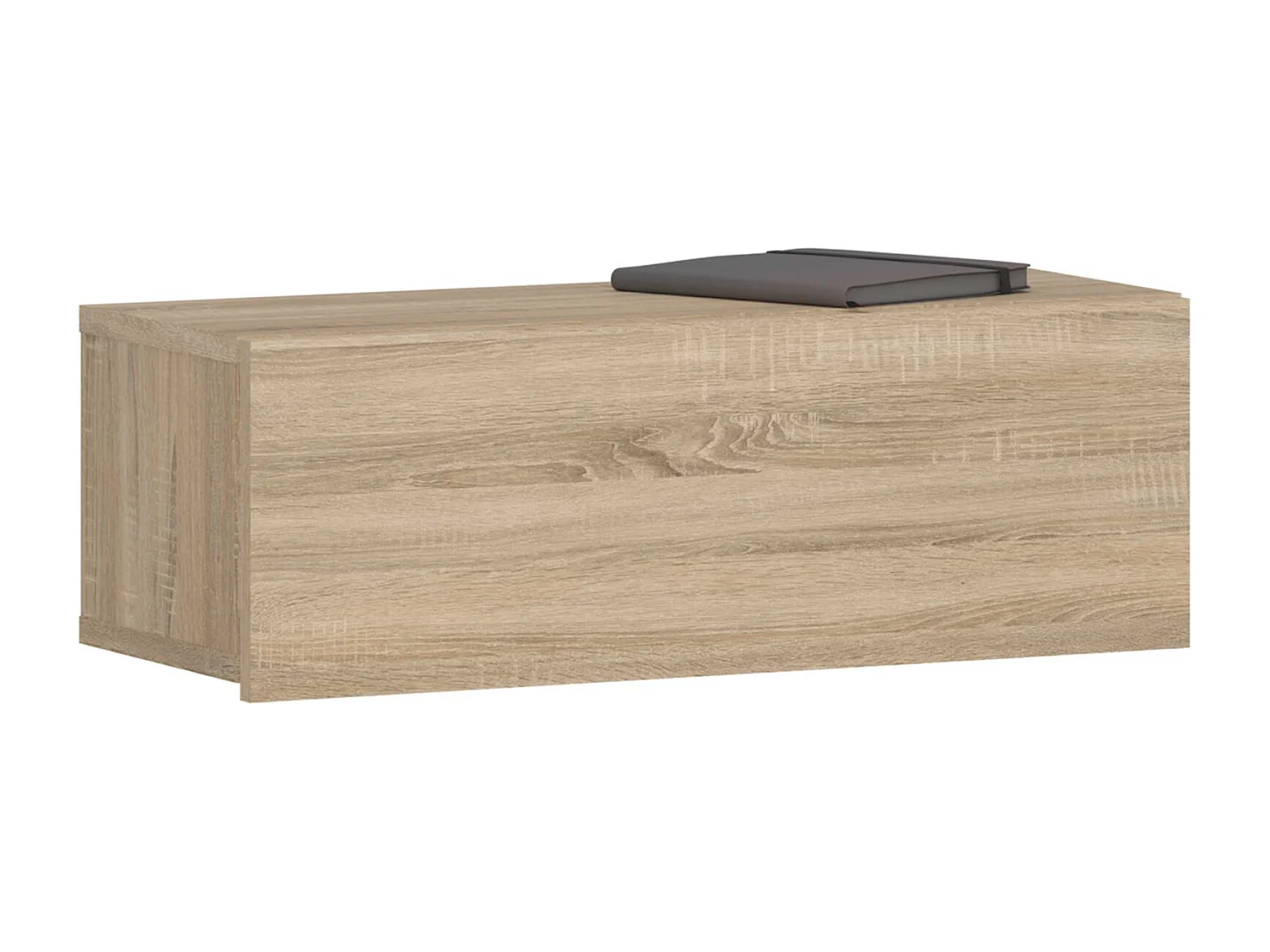 Tiroir suspendu THALA, table de nuit étagère murale avec 1 tiroir sans poignée, revêtement mélaminé, en bois, coloris chêne sonoma