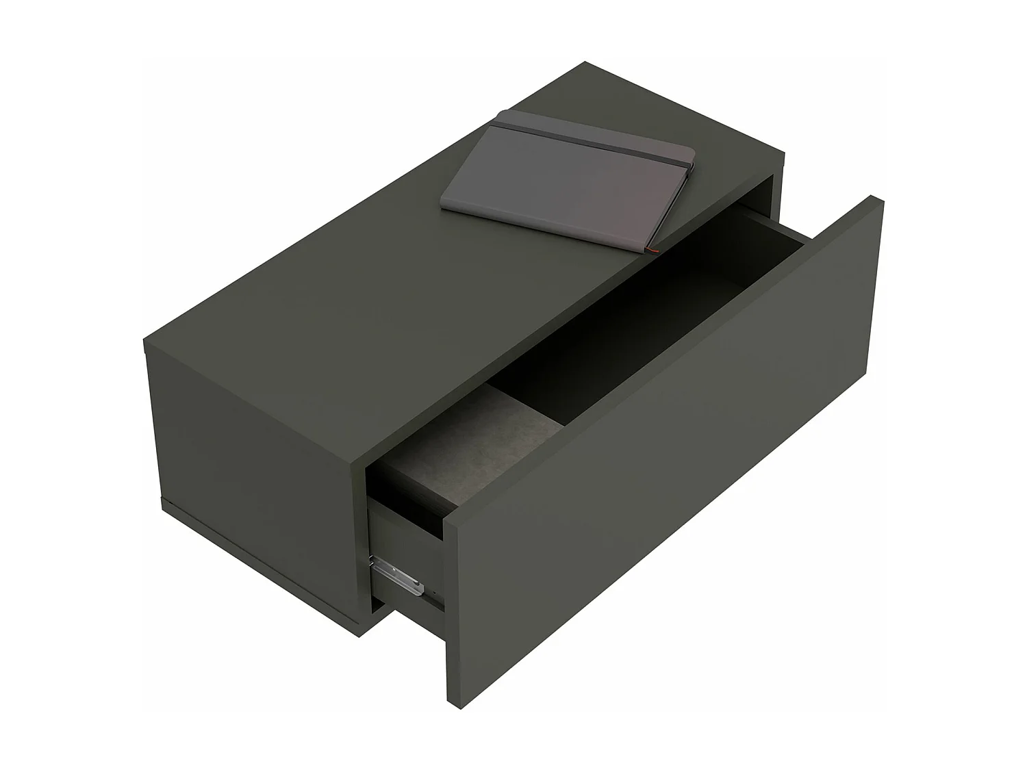 Tiroir suspendu THALA, table de nuit étagère murale avec 1 tiroir sans poignée, revêtement mélaminé, en bois, gris