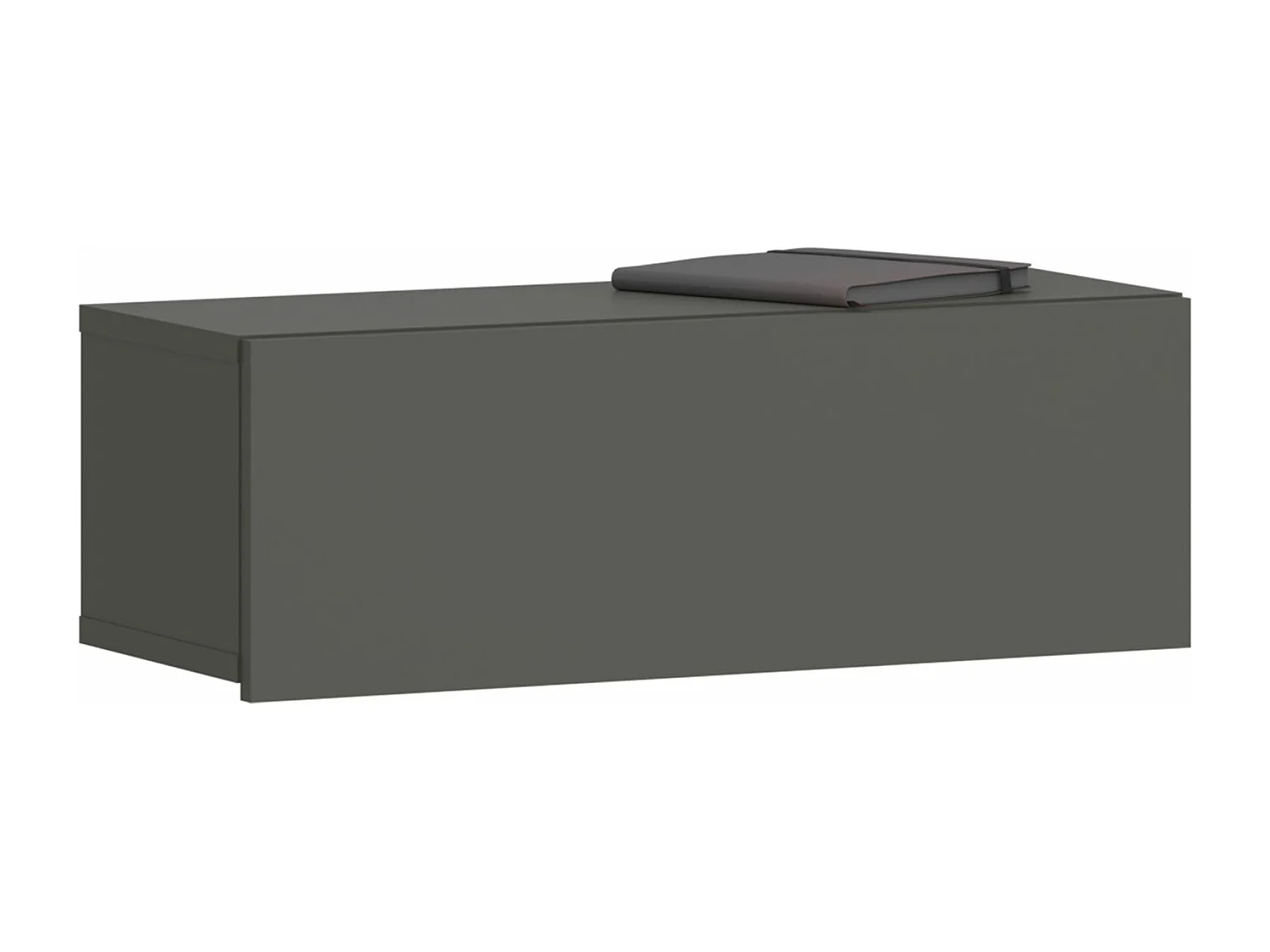 Tiroir suspendu THALA, table de nuit étagère murale avec 1 tiroir sans poignée, revêtement mélaminé, en bois, gris