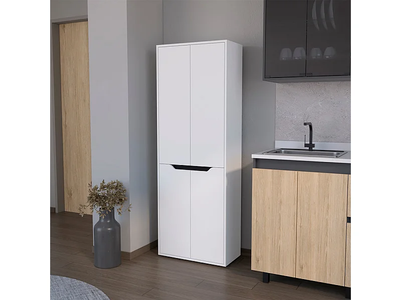 Armadio in melaminico Aringa con 4 ante e 5 ripiani, bianco , 170 cm X 60 cm X 30 cm