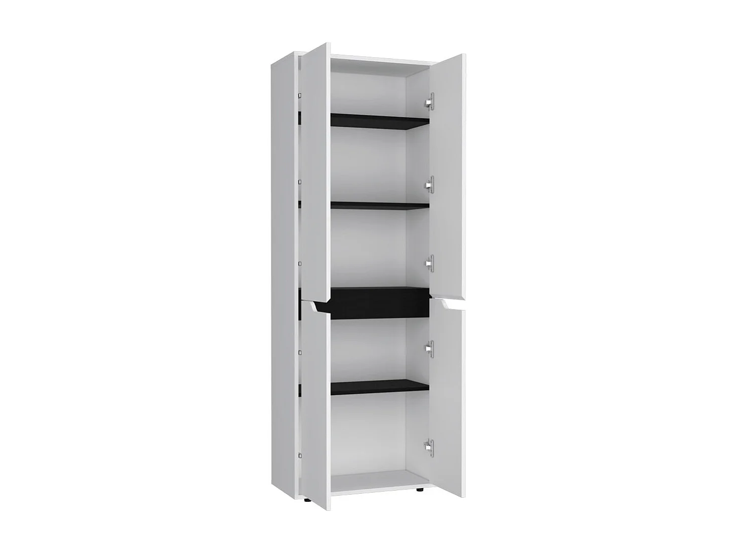 Armadio in melaminico Aringa con 4 ante e 5 ripiani, bianco , 170 cm X 60 cm X 30 cm