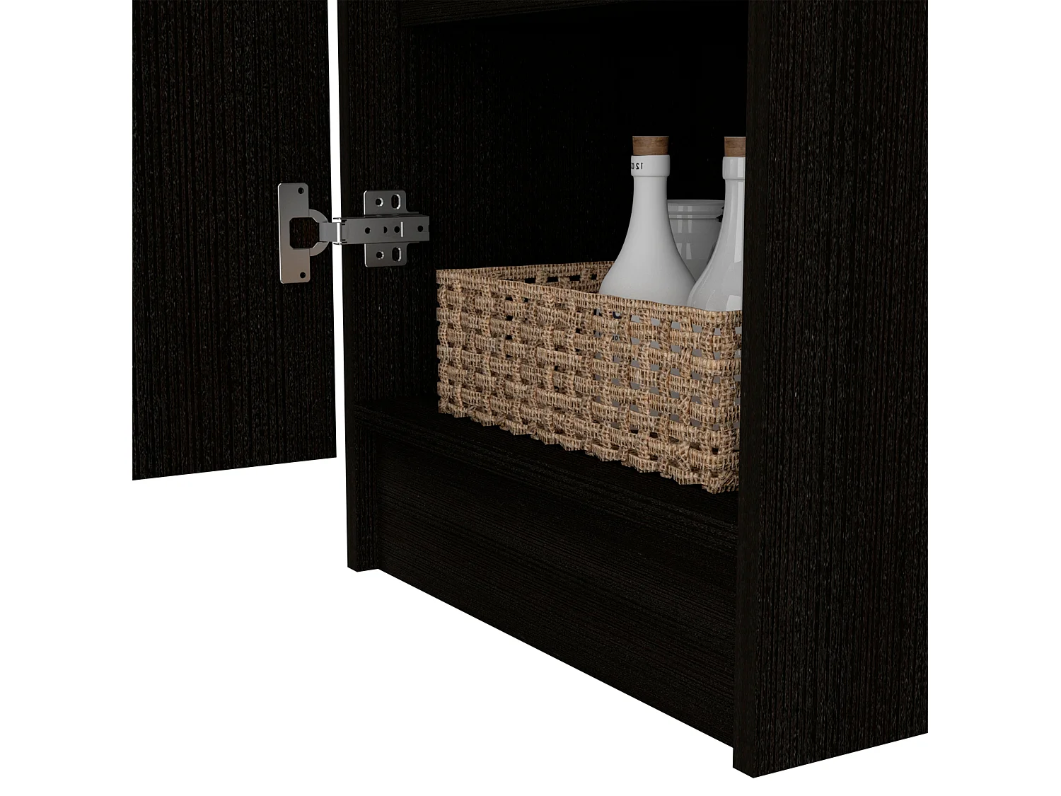 Alacena Belleria en melamina con 1 puerta y 4 estantes , negro , 120.6 cm  X 43.1 cm  X 31.3 cm