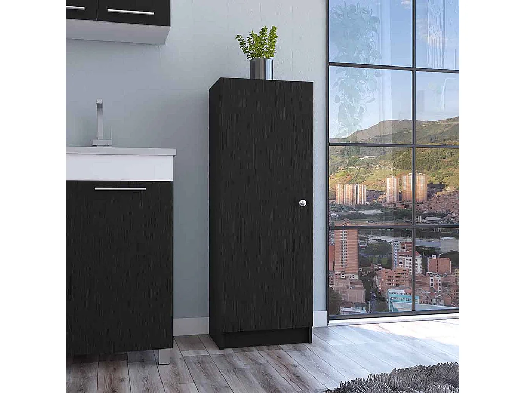 Alacena Belleria en melamina con 1 puerta y 4 estantes , negro , 120.6 cm  X 43.1 cm  X 31.3 cm