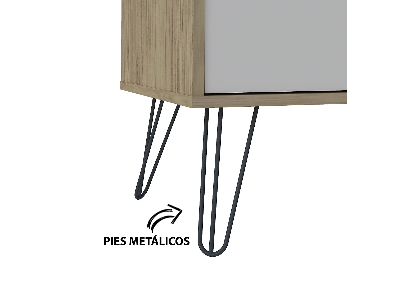 Aparador ESTOCOLMO 2 puertas y 2 cajones en MDF lacado. Colores:blanco, gris claro, oscuro y roble. Med:140x39x76,5H cm