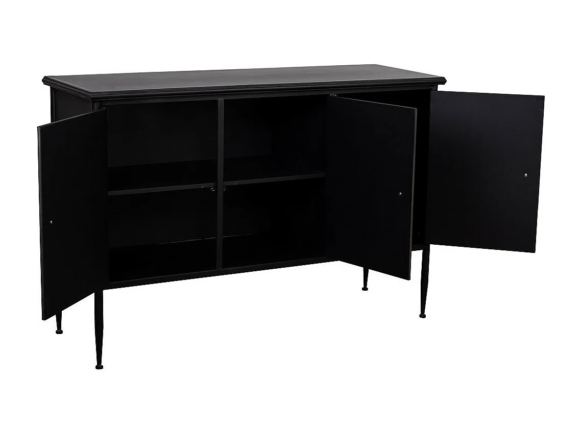 Aparador de 3 puertas de metal envejecido negro