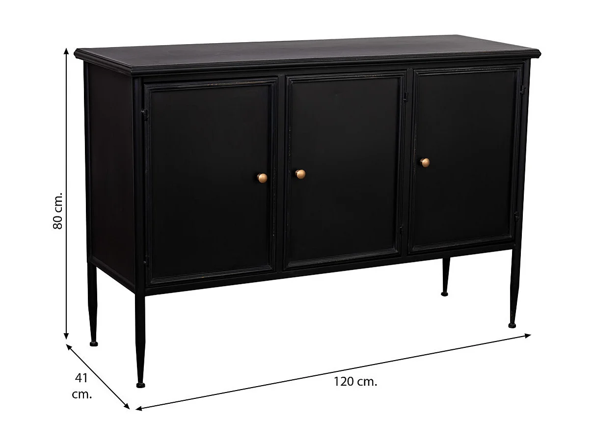 Aparador de metal preto 120x41x80