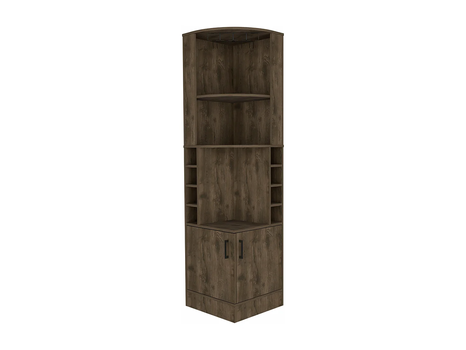 Mueble Bar Syrah en melamina con 4 estantes , 2 puertas 4 portacopas y 4 portacopas , marron , 180.6 cm  X 46.9 cm  X 46.9 cm